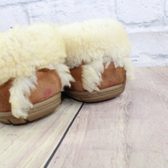 LL BEAN Brown Suede Shearling Lined Wicked Good Moccasin Slippers 8 M - Picture 10 of 10